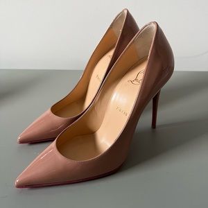 Louboutin so Kate 100m/4 inch patent nude pumps